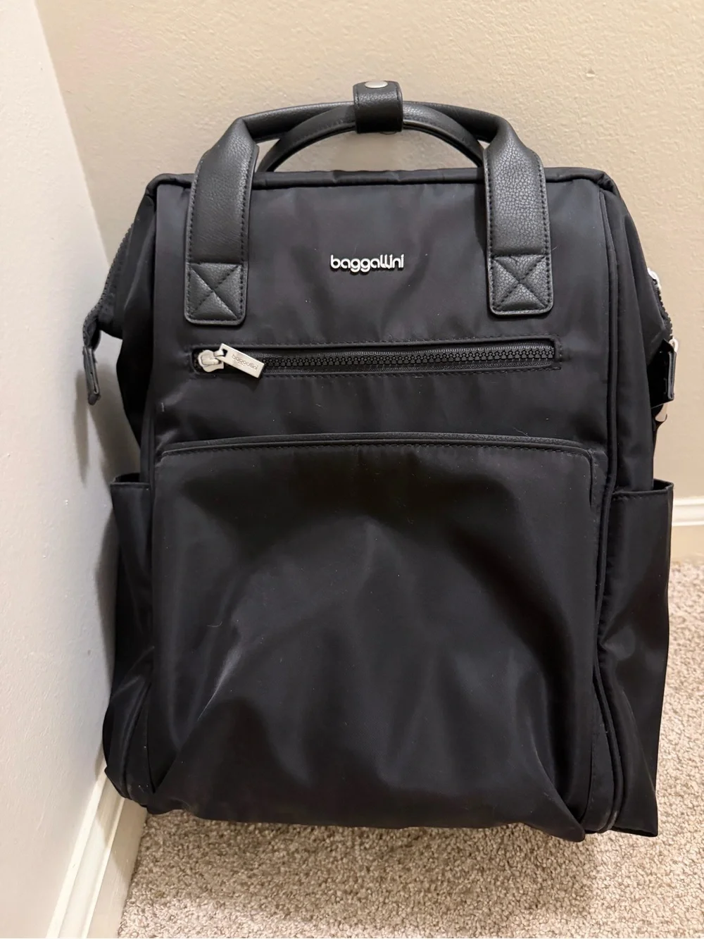 Baggallini Black Nylon Backpack with Top Handles